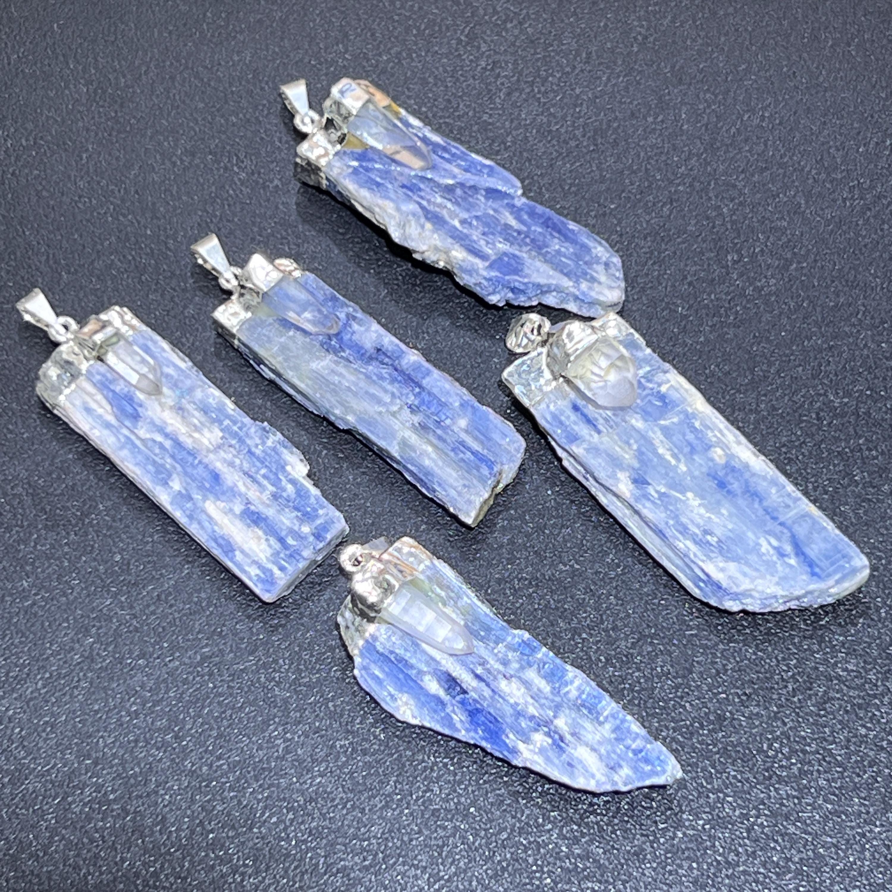 Kyanite and Quartz Crystal Pendant (Silver Plated)