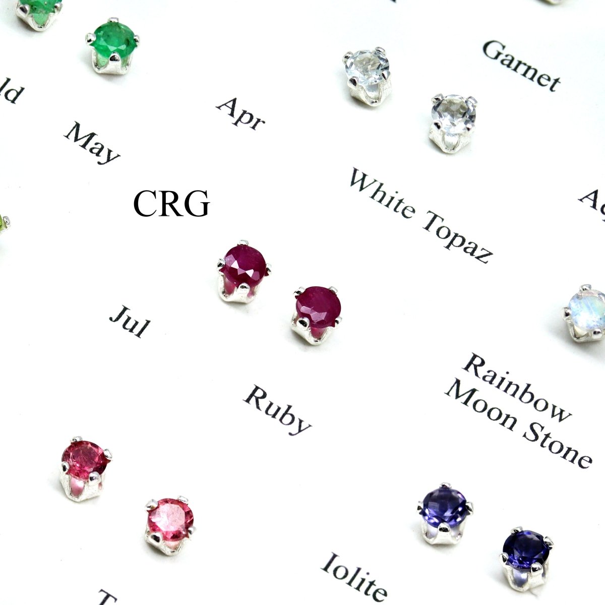 Birthstone Stud Earrings with 925 Sterling Silver (3mm) (12 Pairs)