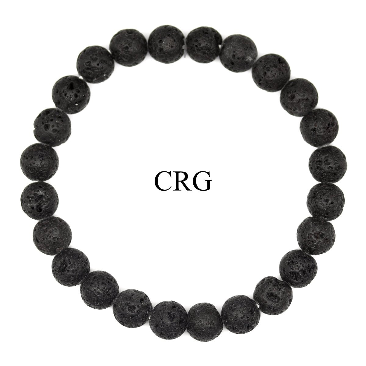 Black Lava Rock Round Bead Stretch Bracelet (8 mm) (1 Piece)