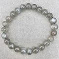 Black Moonstone Round Bead Stretch Bracelet (8 mm) (1 Piece)