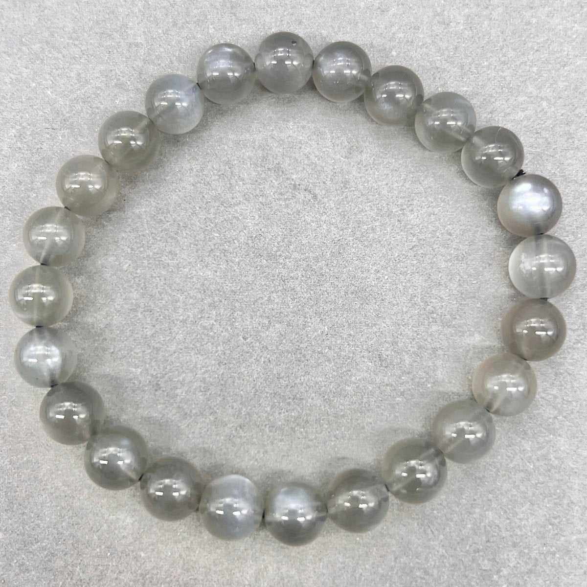 Black Moonstone Round Bead Stretch Bracelet (8 mm) (1 Piece)