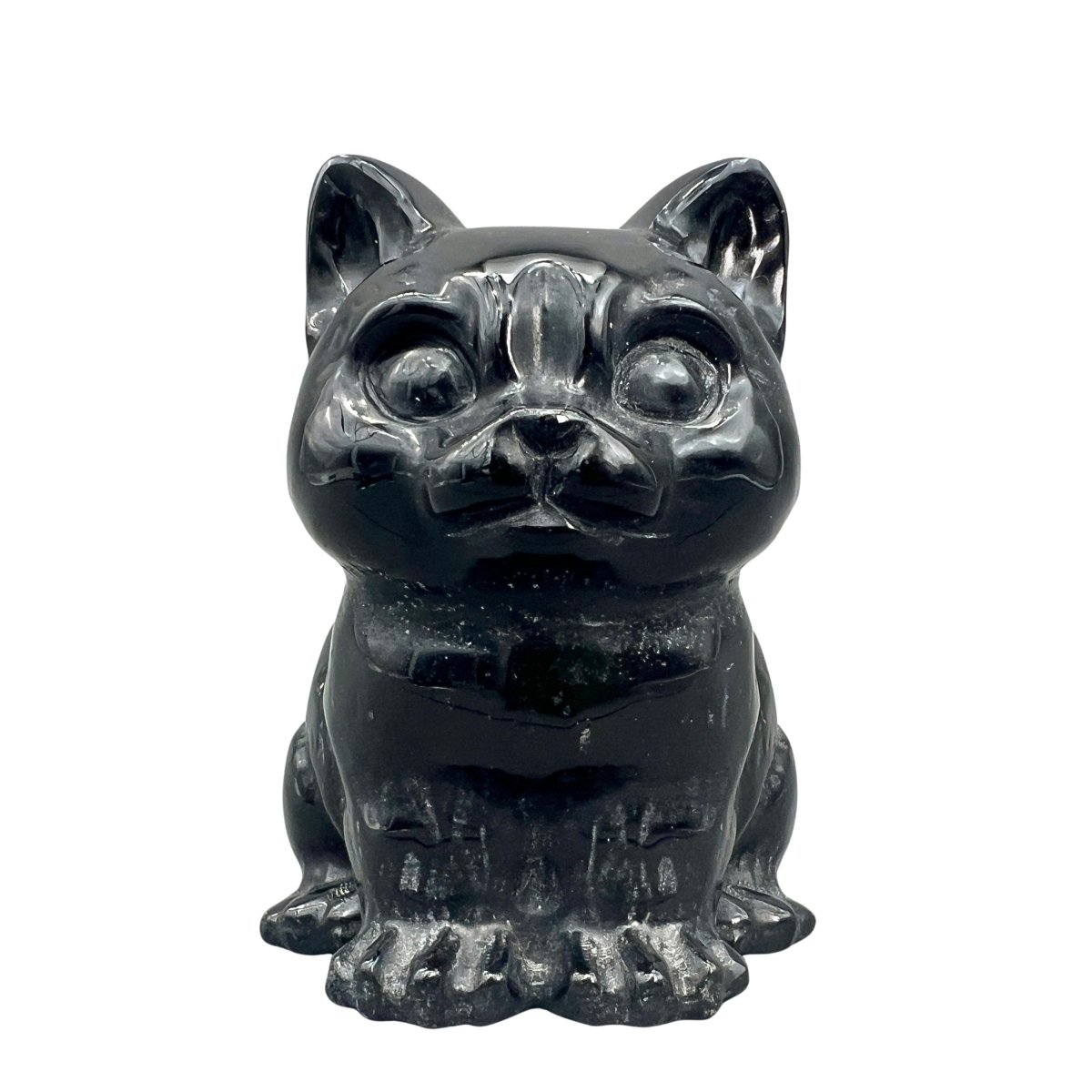 Black Obsidian Cat Carving (4 inches)