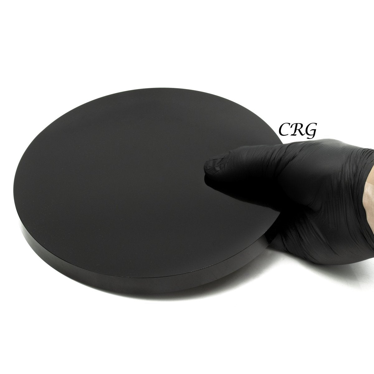 Black Obsidian Disk with Stand (2 Pieces) Size 7 to 8 Inches Polished Smooth Crystal Disk