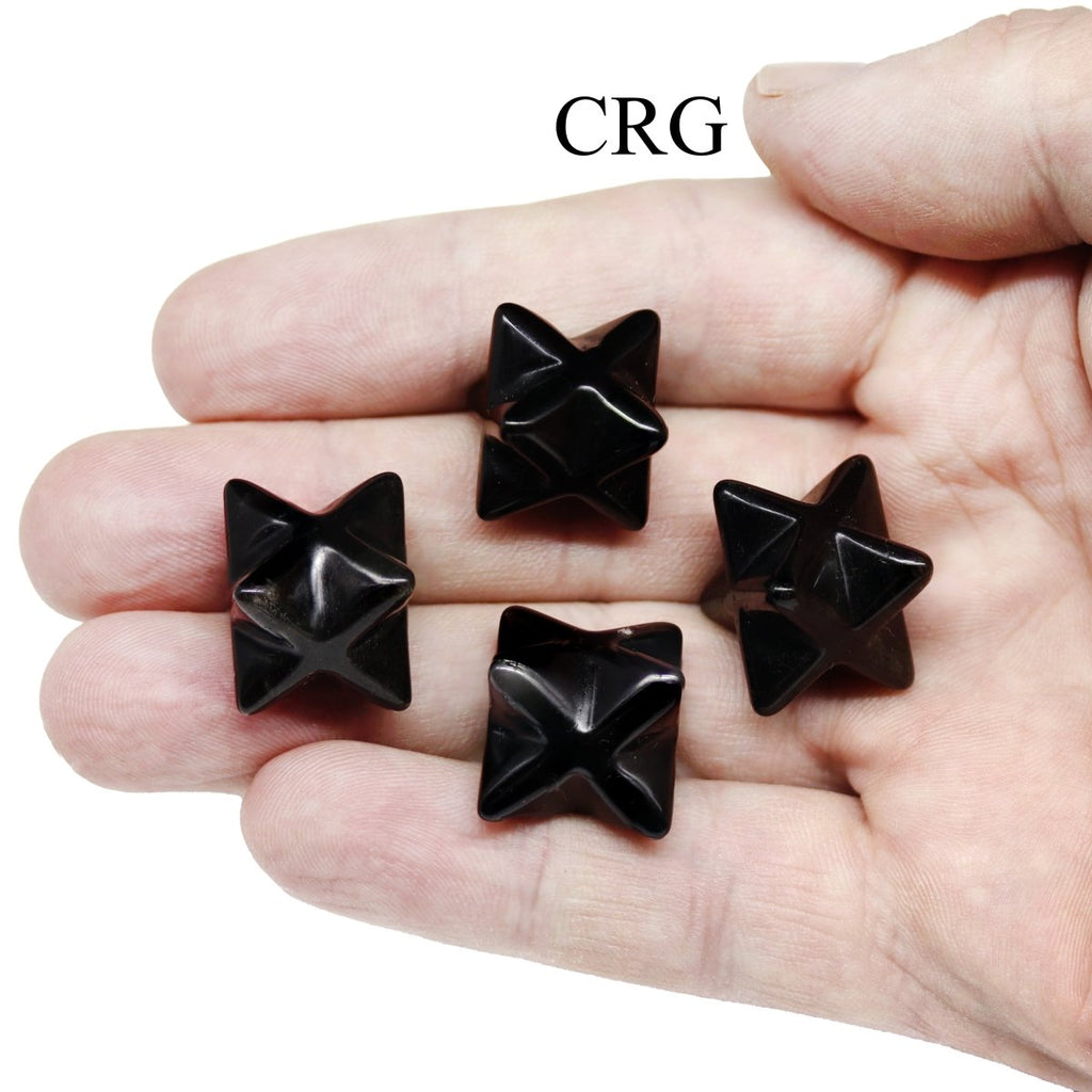 Black Obsidian Merkaba Stars (18 mm) (5 Pcs) 8-Pointed Polished Crystal Gemstone Star
