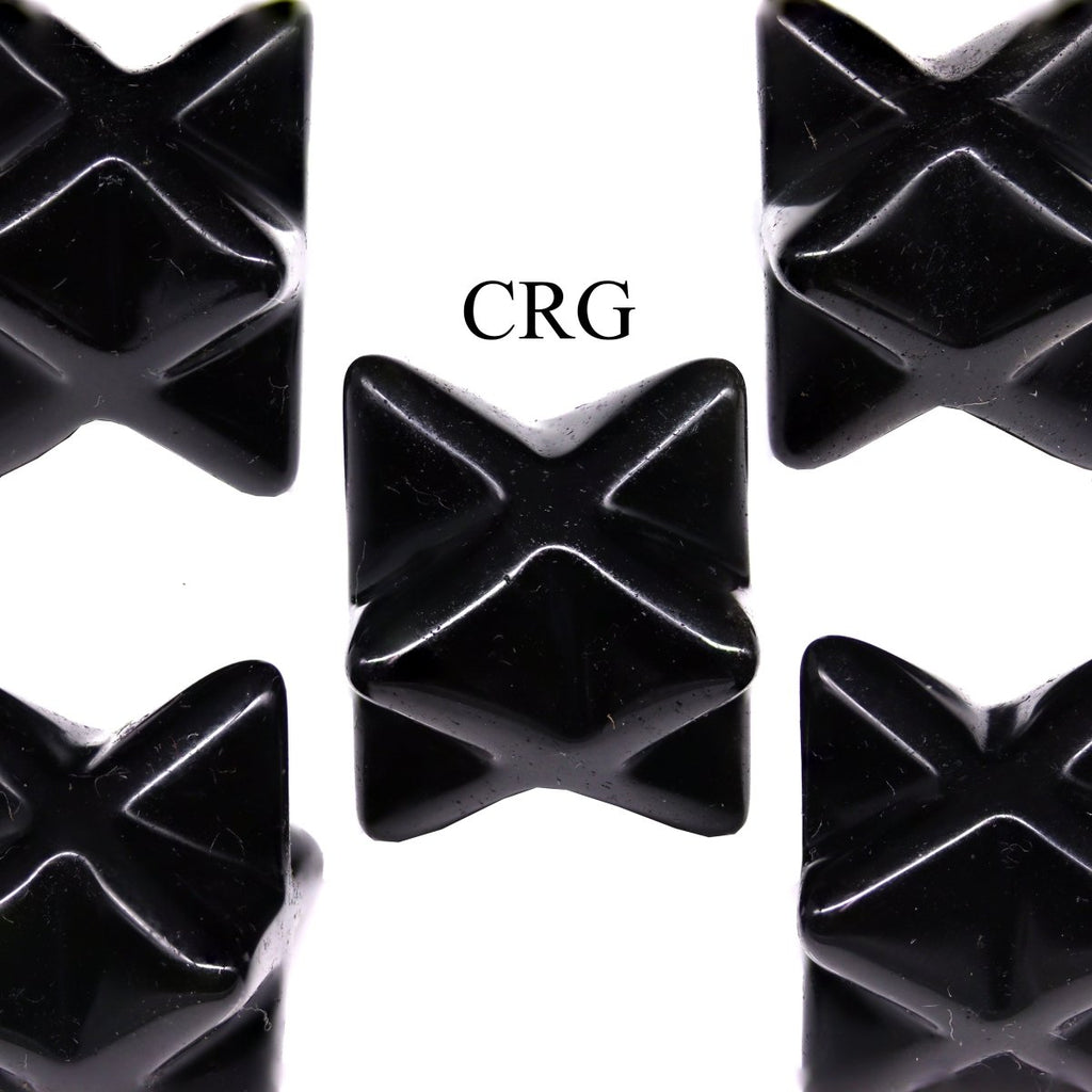 Black Obsidian Merkaba Stars (18 mm) (5 Pcs) 8-Pointed Polished Crystal Gemstone Star