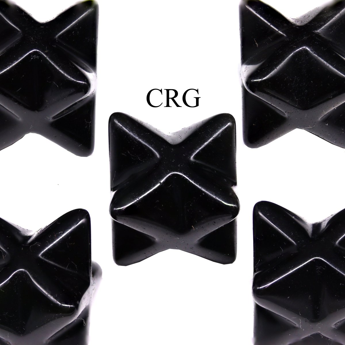 Black Obsidian Merkaba Stars (18 mm) (5 Pcs) 8-Pointed Polished Crystal Gemstone Star