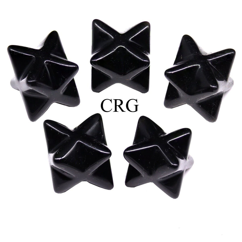 Black Obsidian Merkaba Stars (18 mm) (5 Pcs) 8-Pointed Polished Crystal Gemstone Star