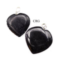 Black Tourmaline Heart Pendant with Silver Plated Bail (1 Inch) (1 Piece)