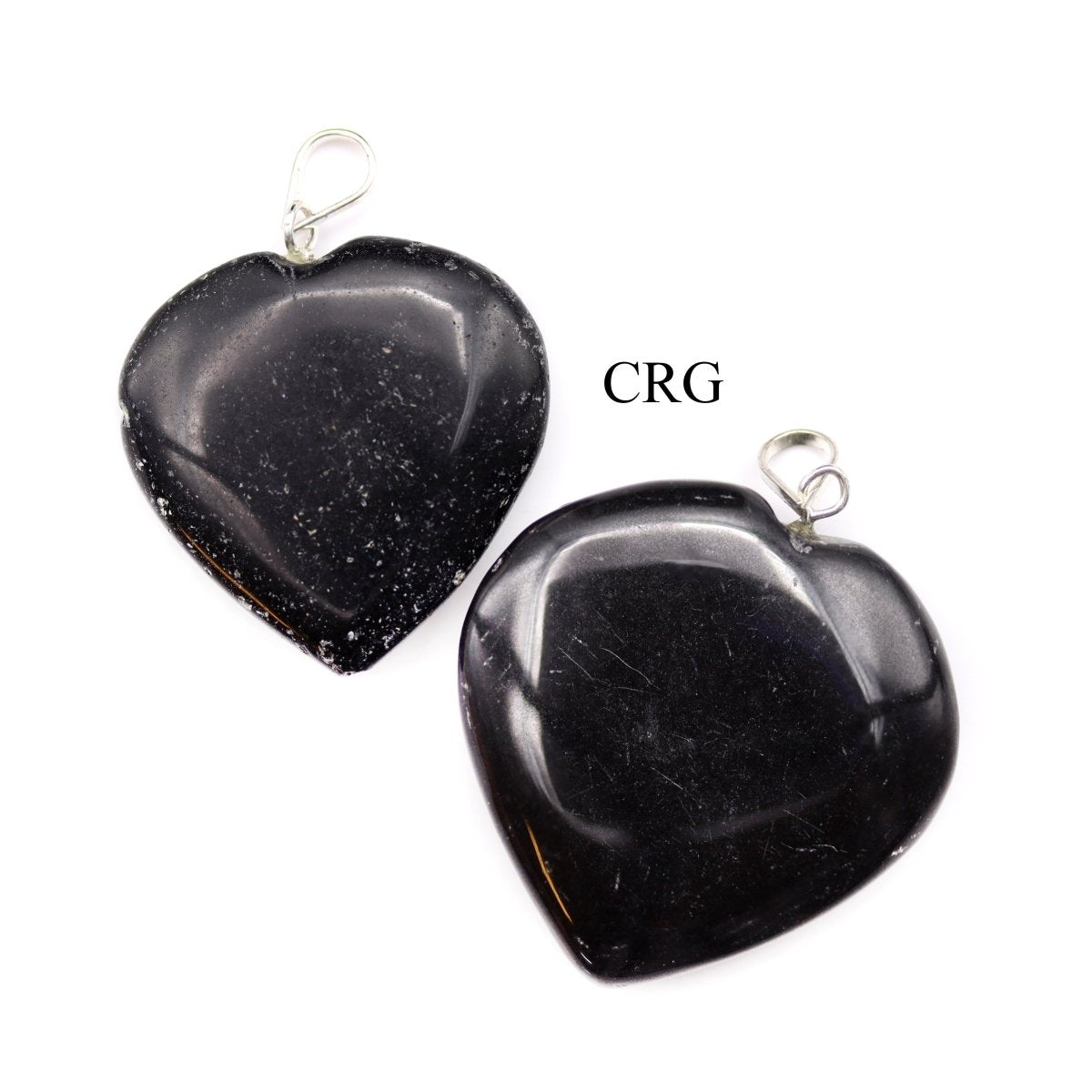 Black Tourmaline Heart Pendant with Silver Plated Bail (1 Inch) (1 Piece)