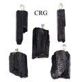 Black Tourmaline Rod Pendant with Silver Plated Bail (0.5 To 1 Inch) (5 Pieces)