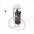 Black Tourmaline Pendant (2 Inches) (5 Pcs) Small Crystal Chip Bottle Charm (INJD)