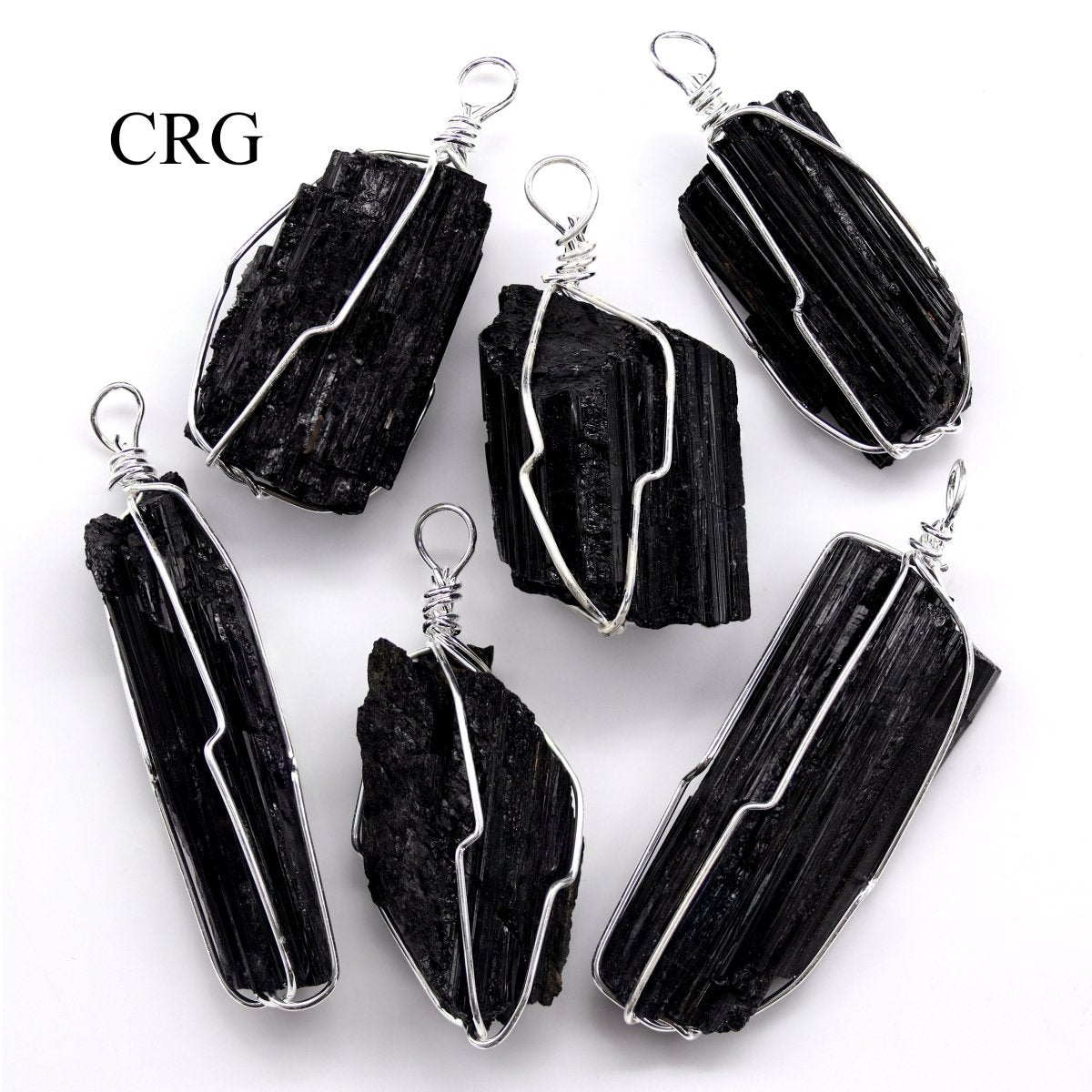 Black Tourmaline Pendant with Silver Plated Wire Cage (1 To 1.5 Inches) (1 Piece)