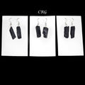 Black Tourmaline Rough Earrings with Silver Plated Wire (1 Pair) Wholesale Crystal Gemstone Jewelry