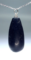 Black Tourmaline Teardrop Pendant with Silver Plated Bail (2 Inches) (4 Pieces) (INJD)