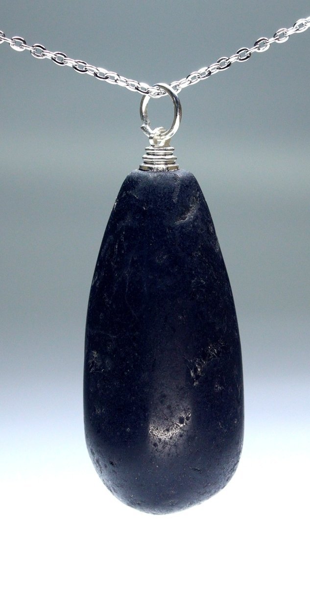 Black Tourmaline Teardrop Pendant with Silver Plated Bail (2 Inches) (4 Pieces) (INJD)