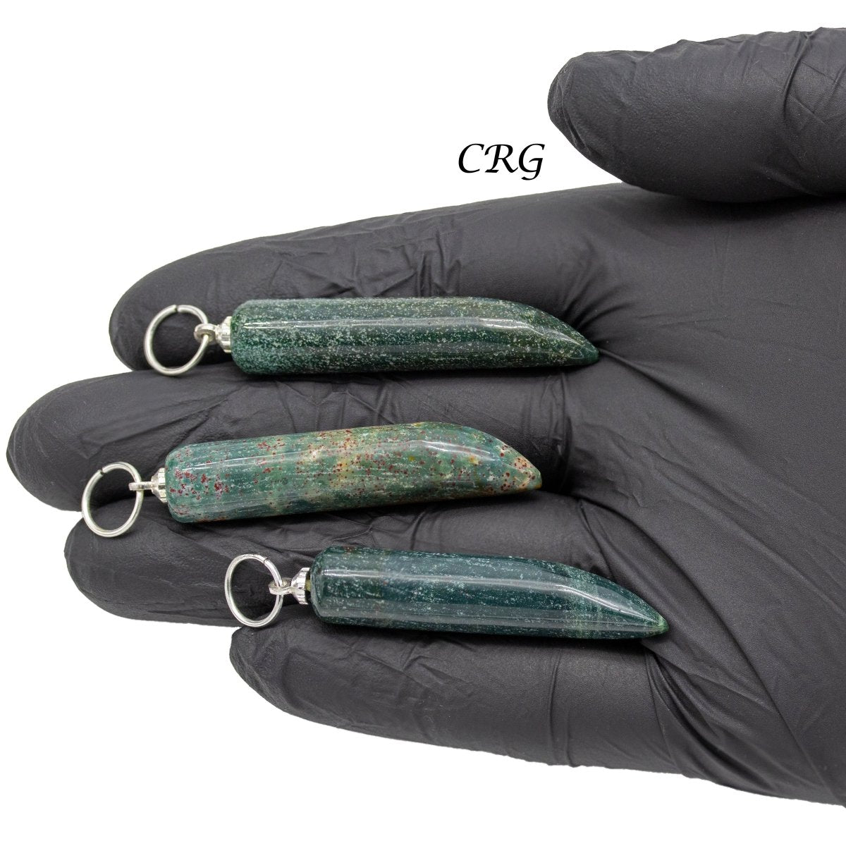 Bloodstone Horn Pendant with Silver Bail  (2in) (4Pcs) (INJD)