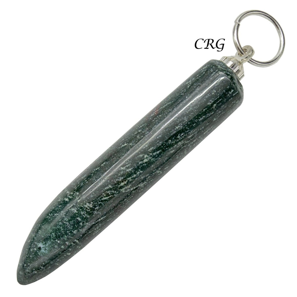 Bloodstone Horn Pendant with Silver Bail  (2in) (4Pcs) (INJD)