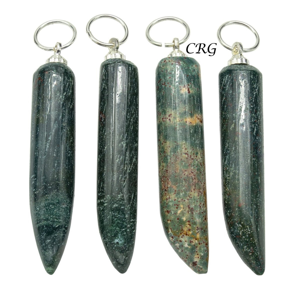 Bloodstone Horn Pendant with Silver Bail  (2in) (4Pcs) (INJD)