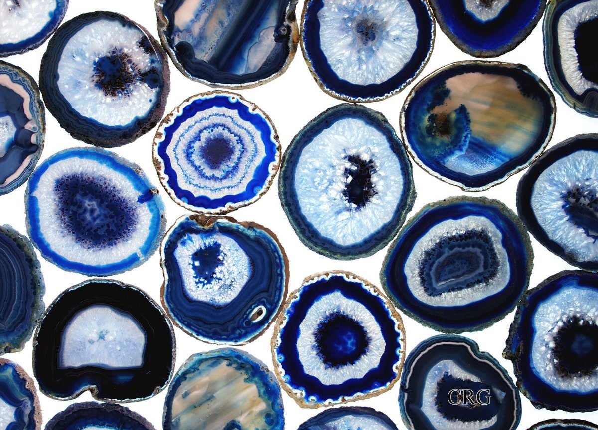 Blue Agate Slice Size #5 (5 To 5.5 Inches) (1 Piece)