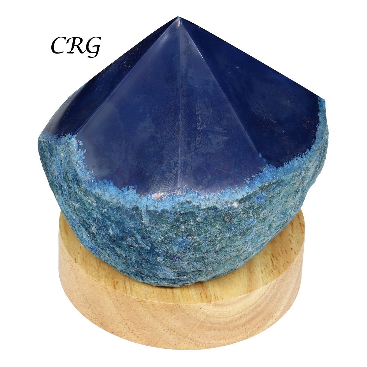 Blue Agate Top Polished Mini Lamp with 3 Inch Wooden Color Changing Base (1 Piece) Size 3 Inches Crystal Home Decor