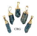 Blue Apatite Rough Mini Pendant with Gold Plating (0.5 To 0.75 Inch) (1 Piece)