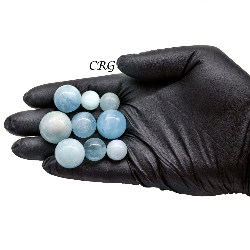 Blue Aquamarine Mini Spheres (5 Ounces) Size 10 to 25 mm Crystal Gemstone Balls