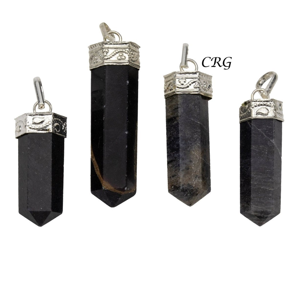 Blue Aventurine Pencil Point Pendant with Silver Plating (1 Inch) (4 Pieces) (INJD)