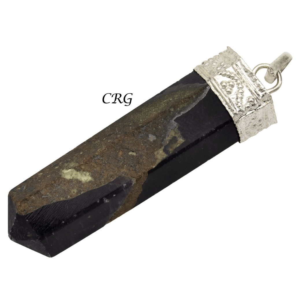 Blue Aventurine Pencil Point Pendant with Silver Plating (1 Inch) (4 Pieces) (INJD)