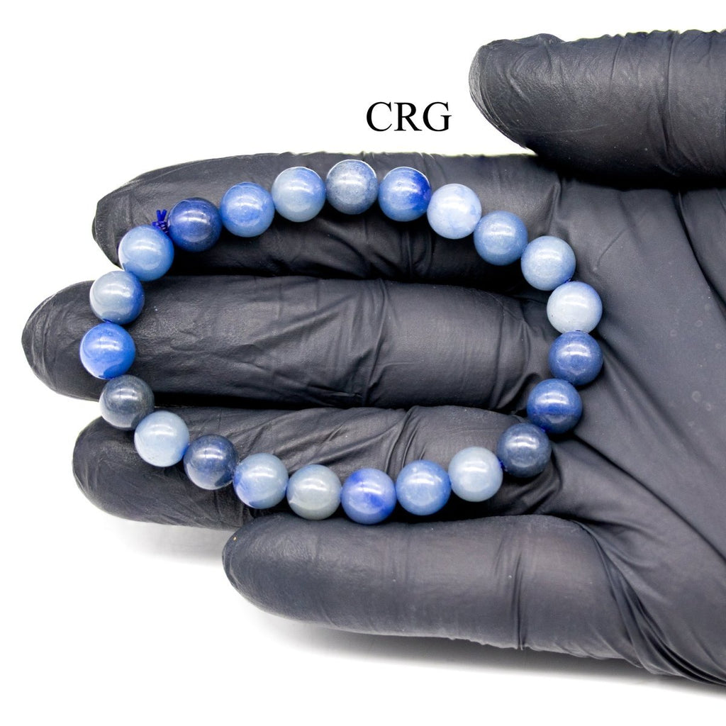 Blue Aventurine Round Bead Stretch Bracelet (8 mm) (INJD)