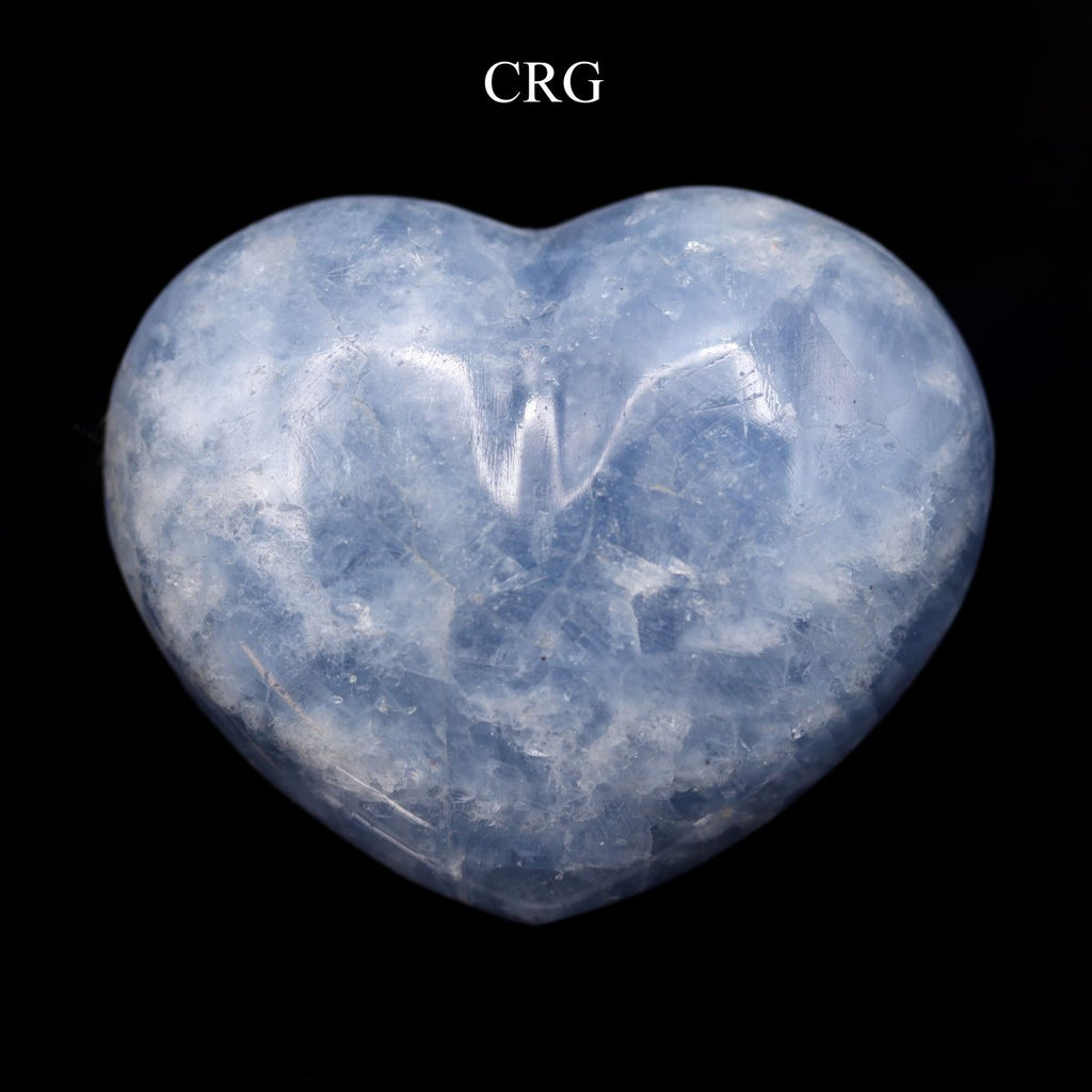 Blue Calcite Puffy Heart (1 Piece) Size 2.5 Inches Polished Crystal Gemstone Shape