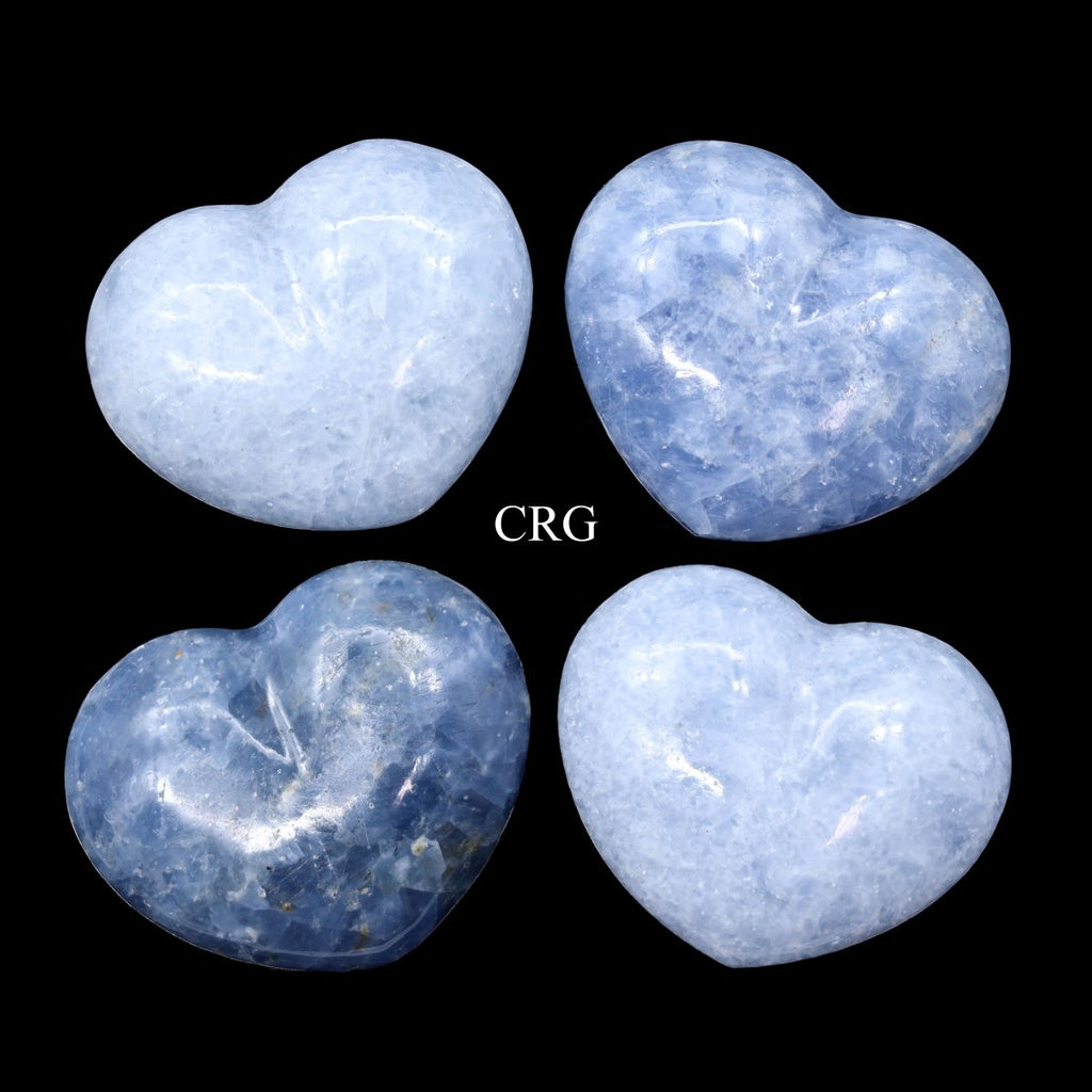 Blue Calcite Puffy Heart (1 Piece) Size 2.5 Inches Polished Crystal Gemstone Shape