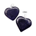 Blue Goldstone Heart Pendant with Silver Plated Bail (1 Inch) (1 Piece) (INJD)