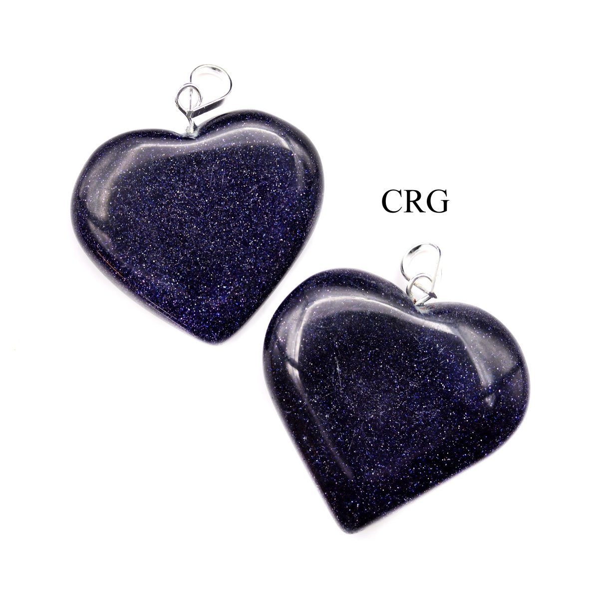 Blue Goldstone Heart Pendant with Silver Plated Bail (1 Inch) (1 Piece) (INJD)