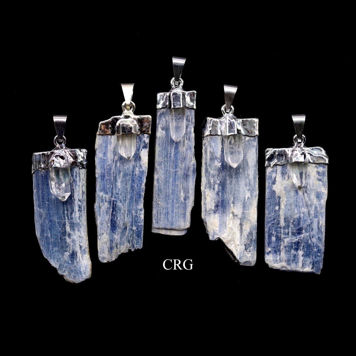 Blue Kyanite and Quartz Pendant with Silver Plating (1.5 To 2 Inches) (4 Pieces)