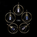 Blue Kyanite in Gold-Plated Triangle-in-Ring Pendant (4 Pieces) Size 1 to 2 Inches Crystal Jewelry Charm