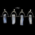 Blue Kyanite Raw Blade Pendant with Silver-Plated Arch Swivel Bail (4 Pieces) Size 1.5 to 2 Inches Crystal Jewelry Charm
