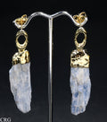 Blue Kyanite Thin Blade Earrings with Gold Plating (1 Inch) (1 Pair)