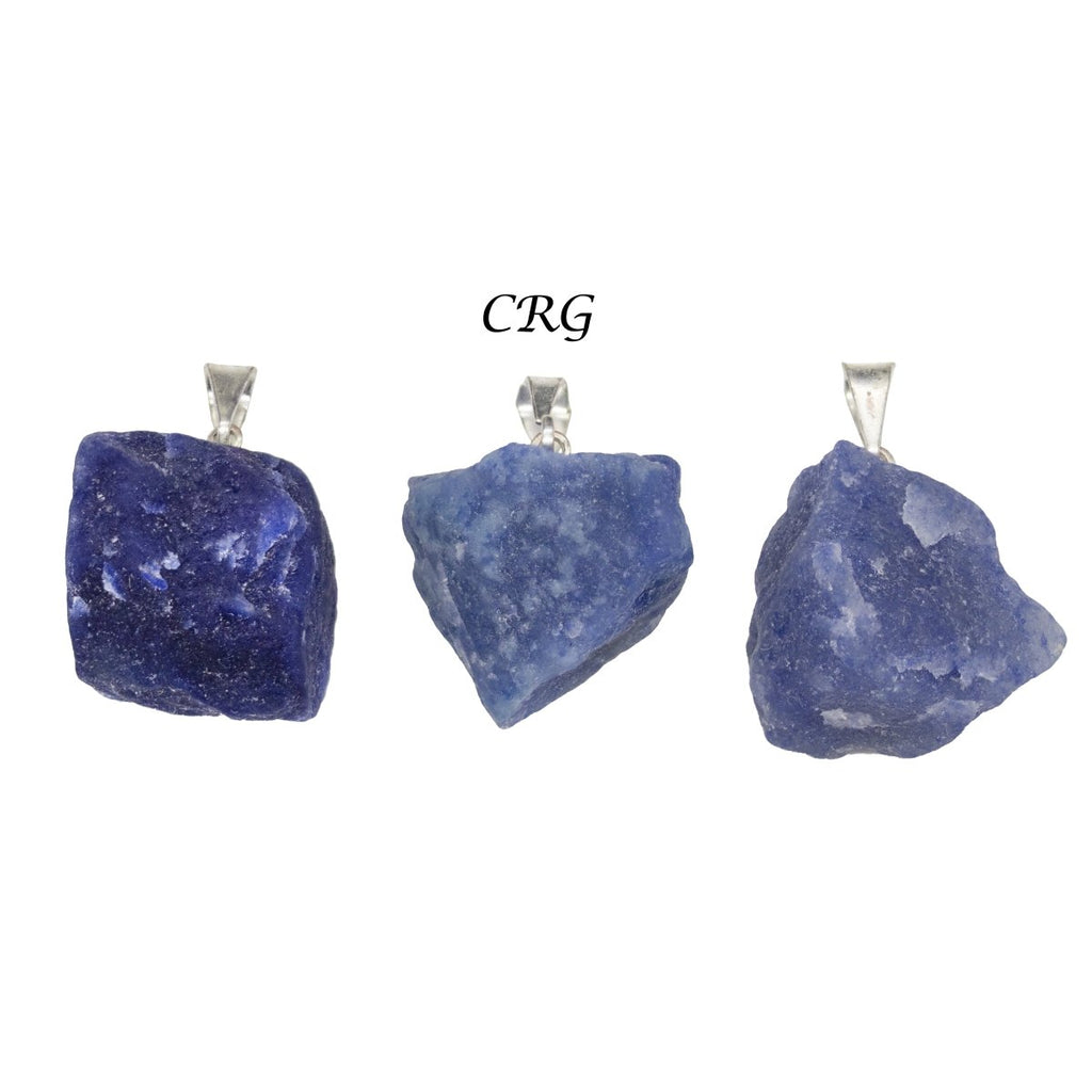 Blue Quartz Rough Pendant with Silver Plated Bail (0.5 Inch) (5 Pieces)