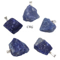 Blue Quartz Rough Pendant with Silver Plated Bail (0.5 Inch) (5 Pieces)