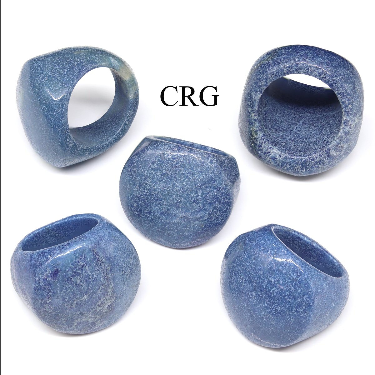 Blue Quartz Polished Gemstone Ring (1 Inch) (5 Pieces)