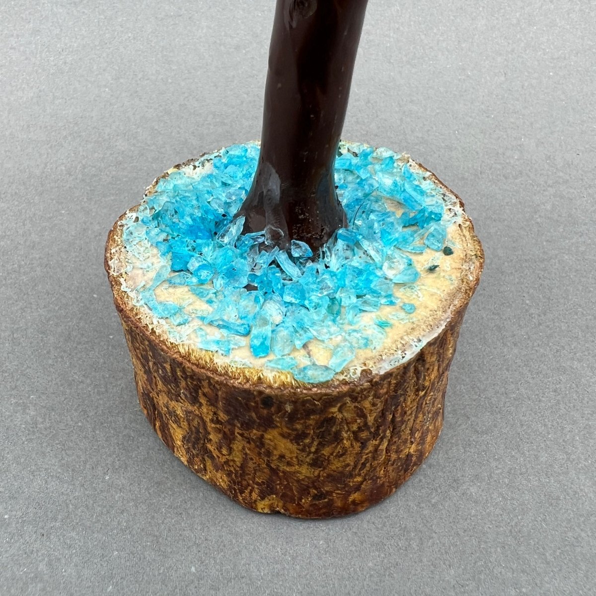 Blue Topaz 300 Chip Tree with Wood Base and Silver Wire (1 Piece) Size 9 Inches Crystal Gemstone Tree