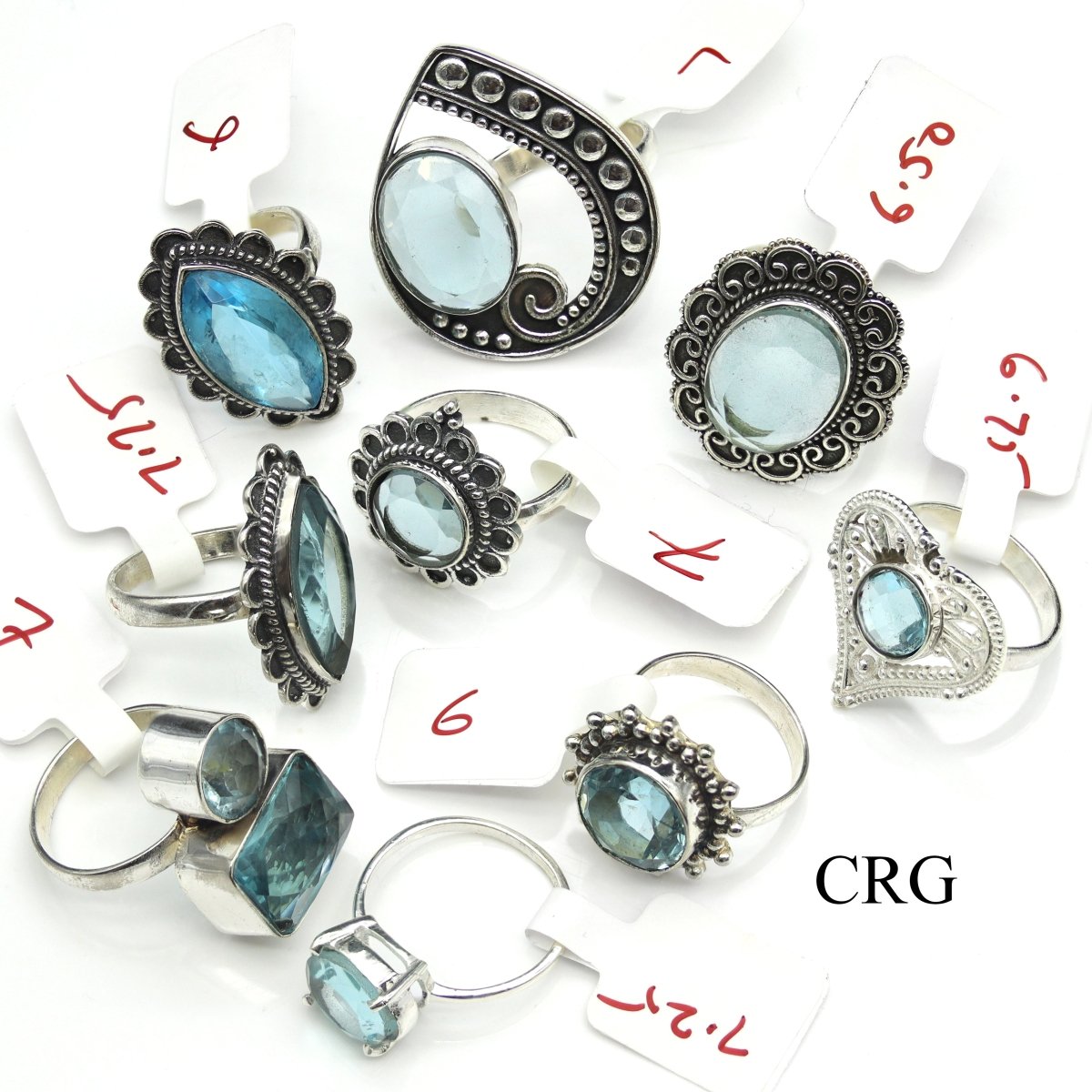 Blue Topaz 925 Sterling Silver Gemstone Rings (Mixed Sizes) (50 Gram Lot)