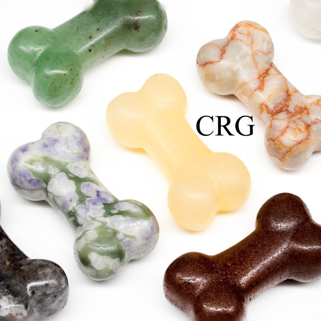 Bone Gemstone Figurines (1-2 in) (25-50 mm) Crystal Dog Bone Carvings (4 pcs)
