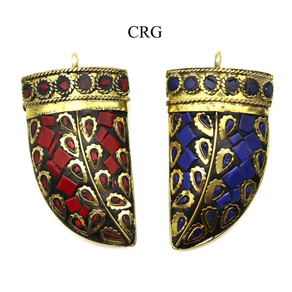 Brass Horn Pendant (2 Pieces) Size 2 Inches (Random Colors) (INJD)