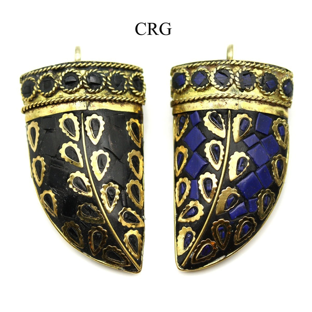Brass Horn Pendant (2 Pieces) Size 2 Inches (Random Colors) (INJD)