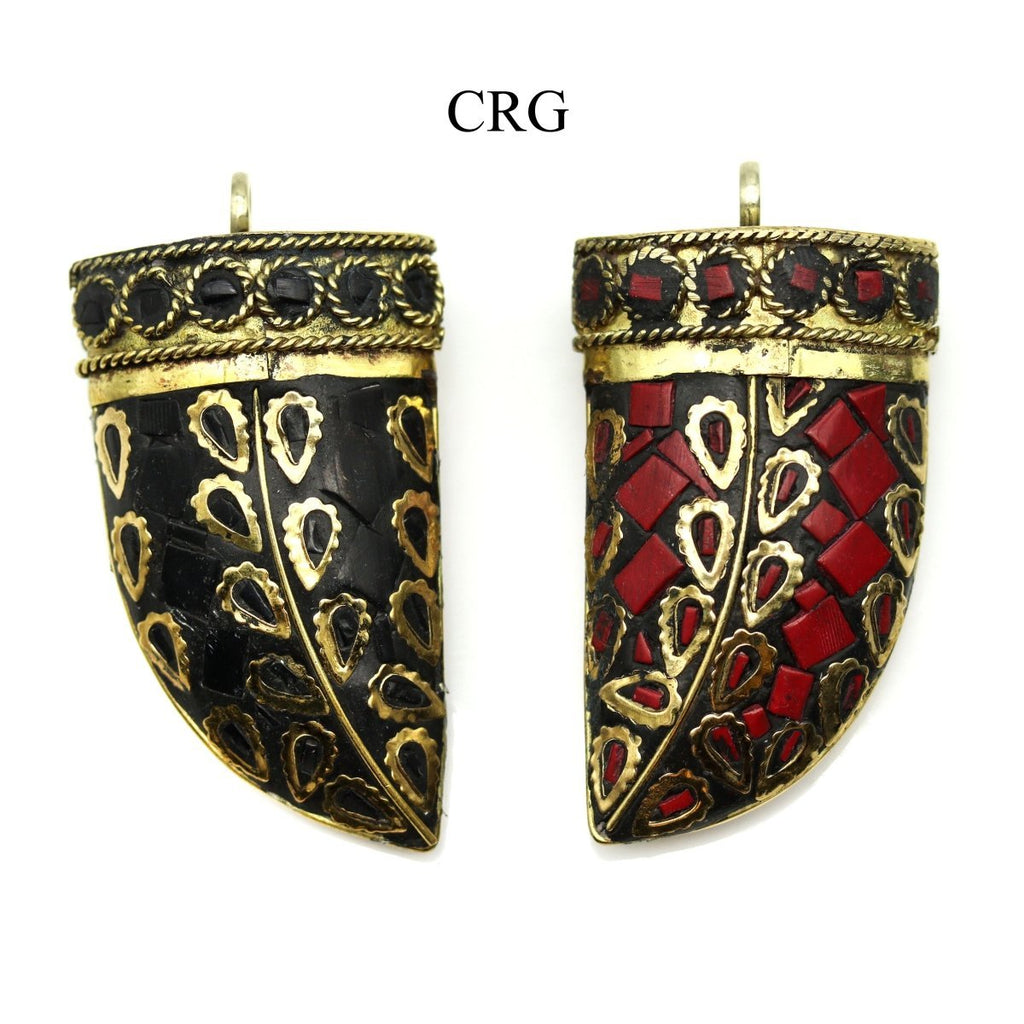 Brass Horn Pendant (2 Pieces) Size 2 Inches (Random Colors) (INJD)