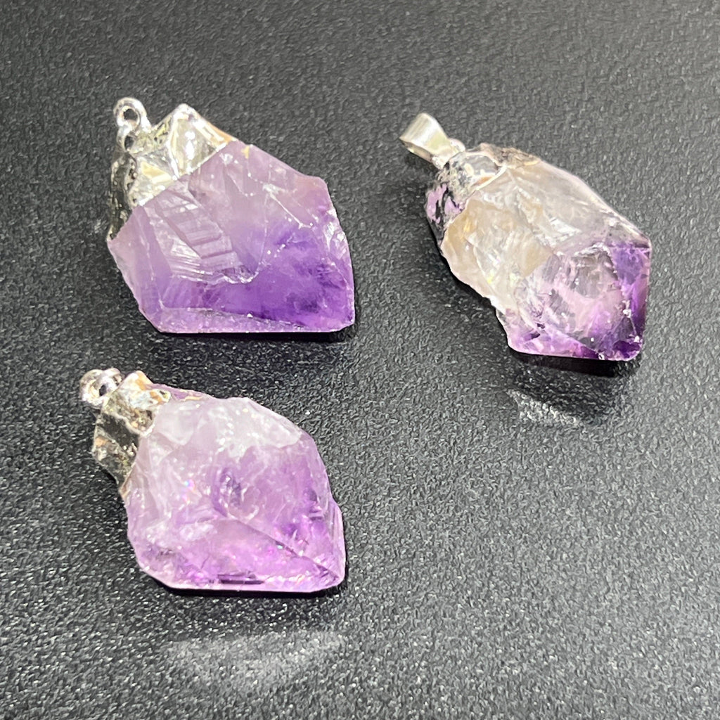 Amethyst Crystal Point Pendant (Silver Plated)