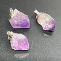 Amethyst Crystal Point Pendant (Silver Plated)