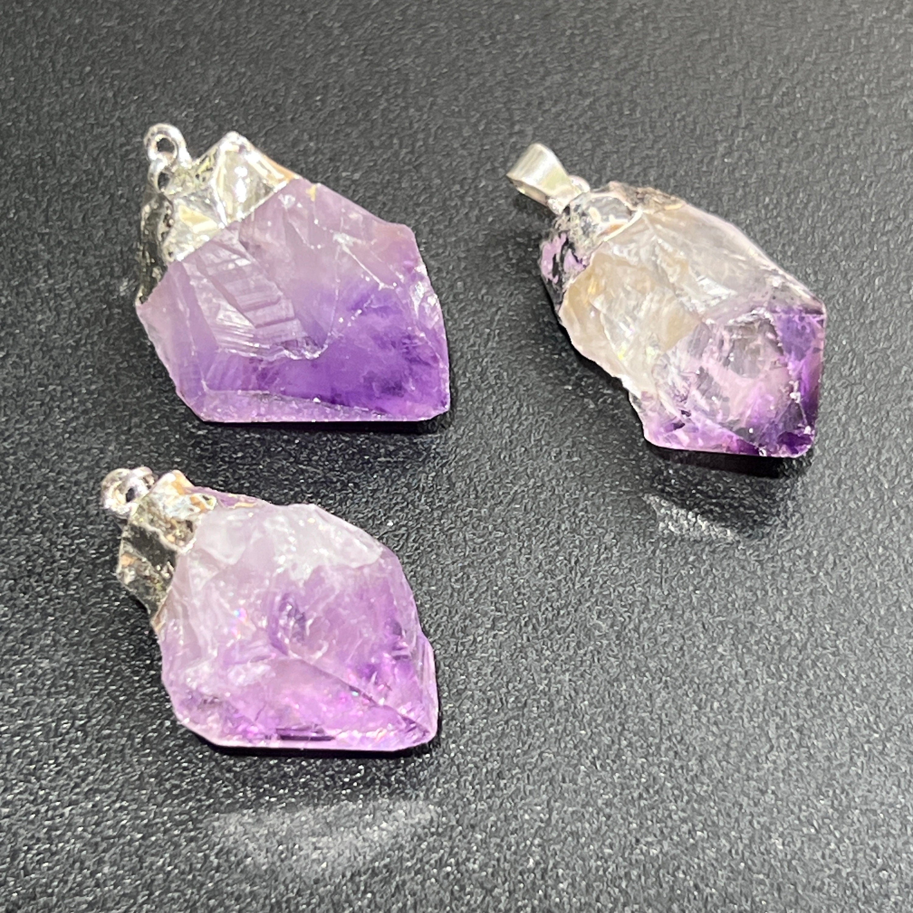 Amethyst Crystal Point Pendant (Silver Plated)