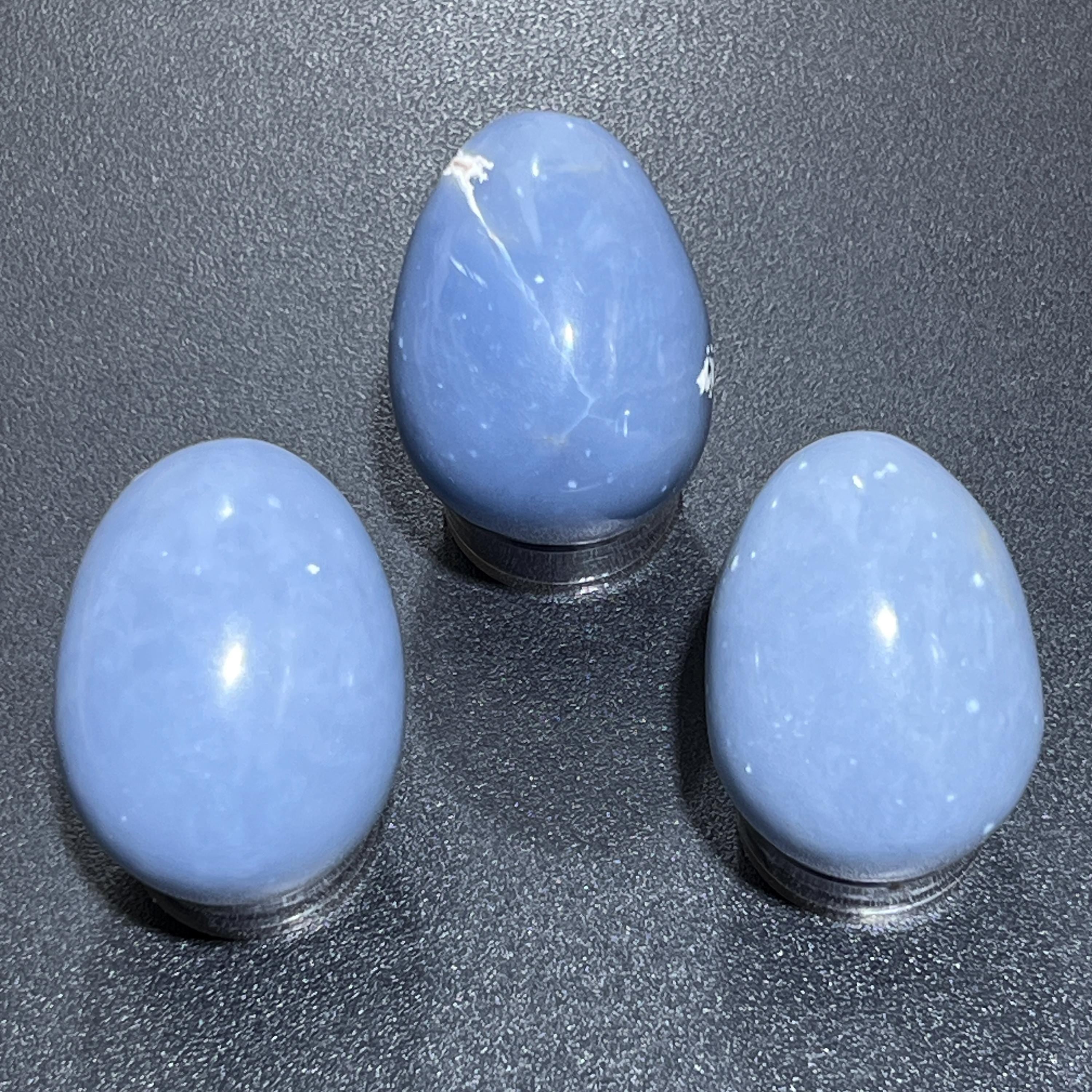 Blue Angelite Crystal Egg Carving